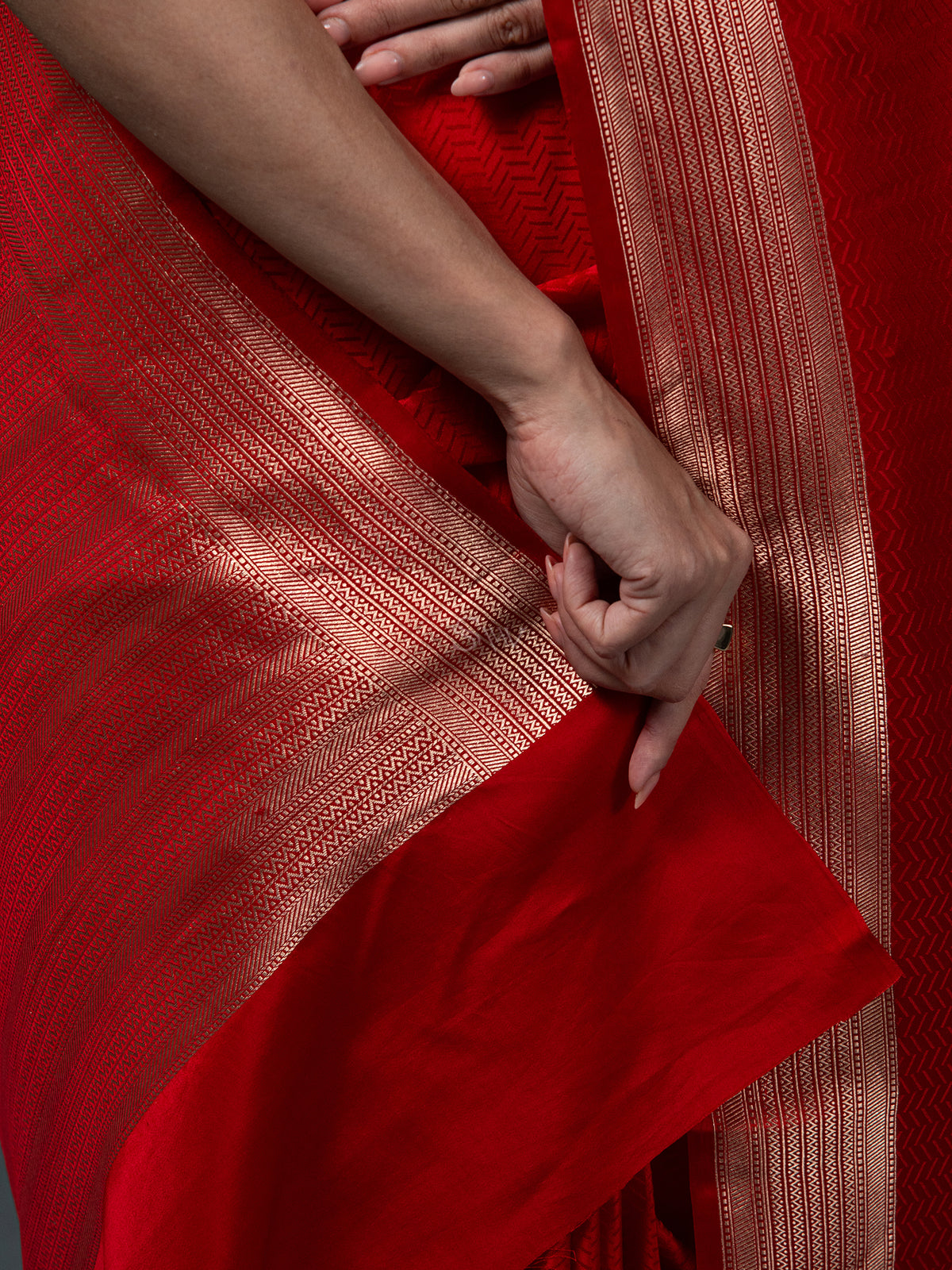 Red Satin Silk Handloom Banarasi Saree - Sacred Weaves