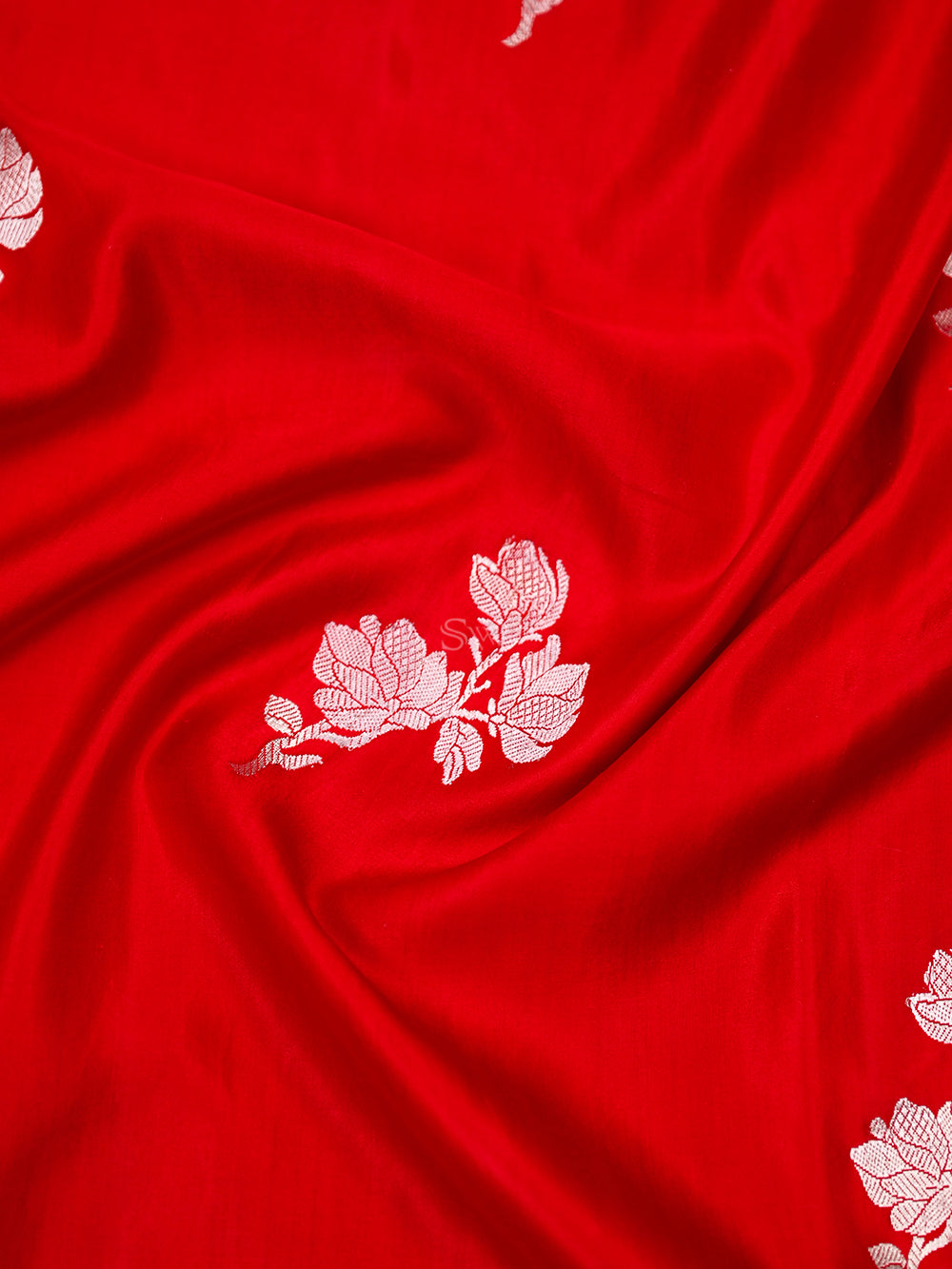 Red Boota Satin Silk Handloom Banarasi Saree - Sacred Weaves