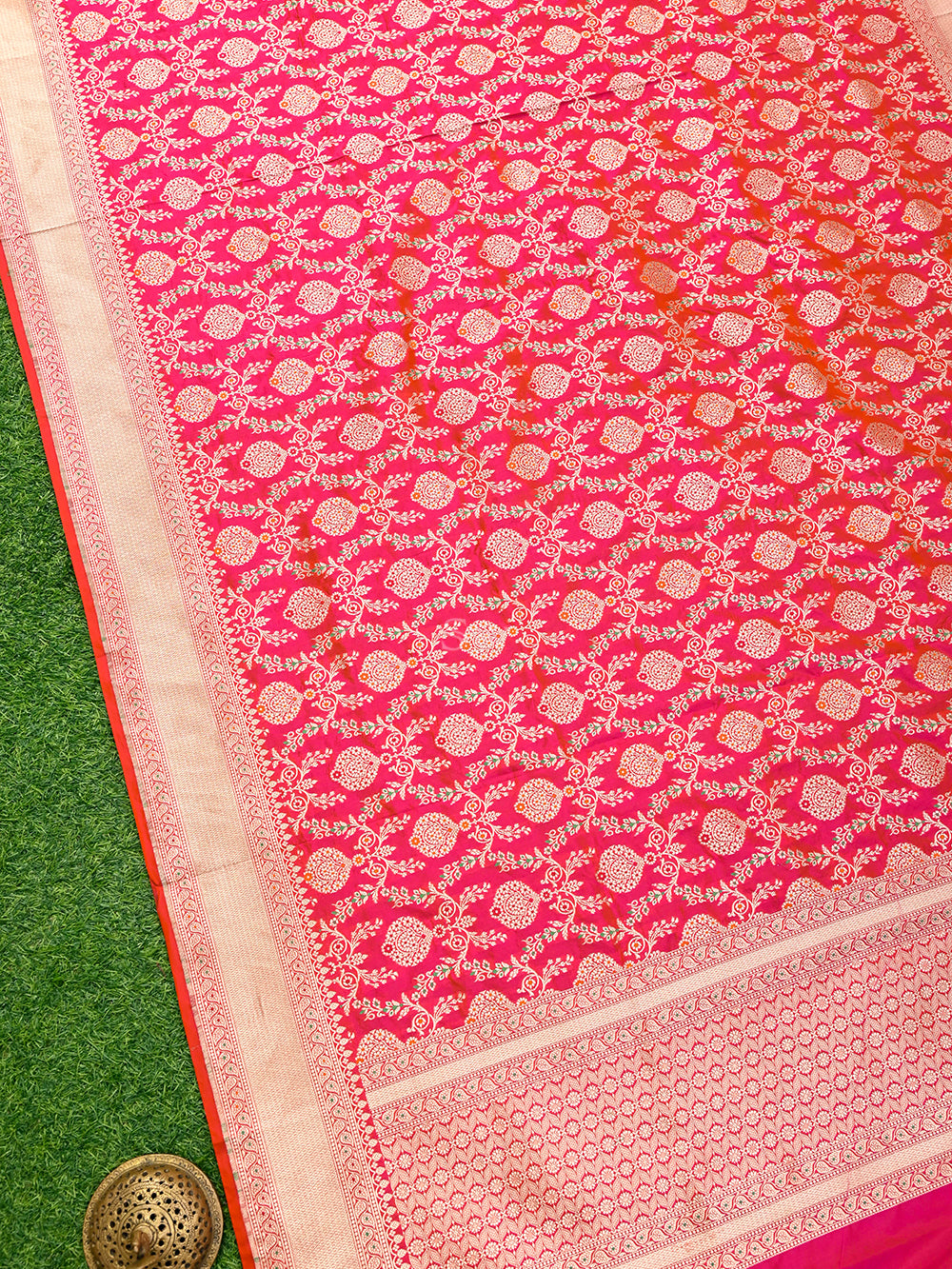 Meenakari Jaal Katan Silk Handloom Banarasi Dupatta - Sacred Weaves