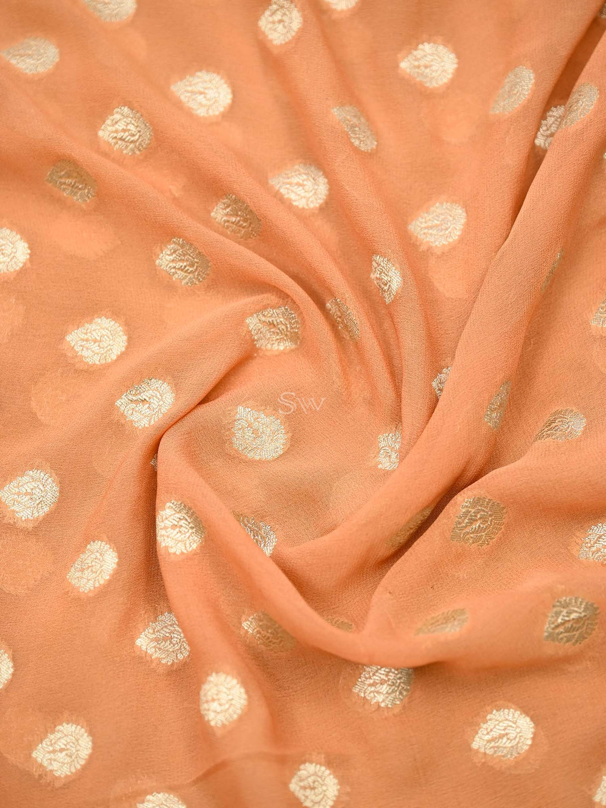 Pastel Orange Khaddi Georgette Handloom Banarasi Suit