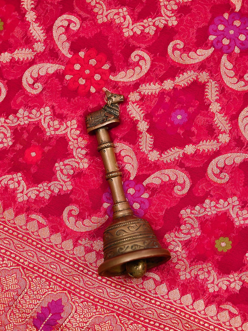 Reddish Pink Meenakari Jaal Khaddi Georgette Handloom Banarasi Saree