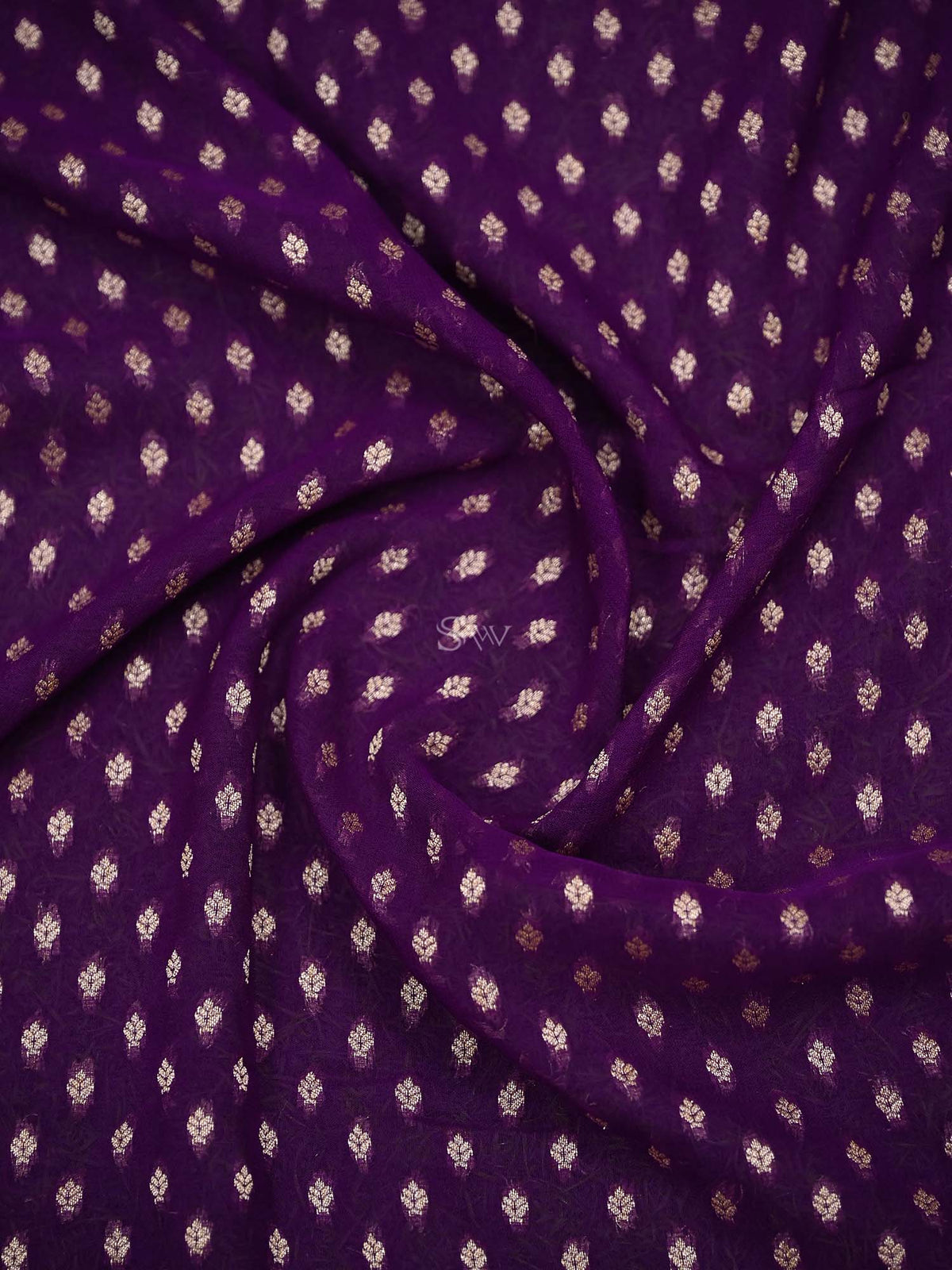 Purple Booti Khaddi Georgette Handloom Banarasi Saree - Sacred Weaves