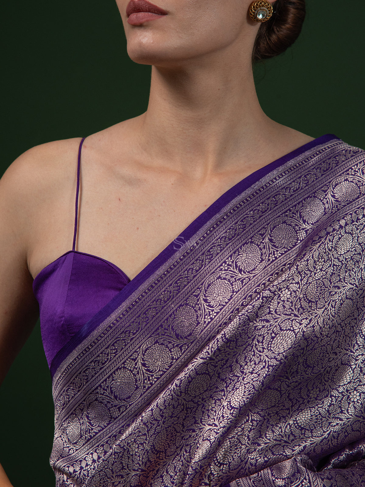 Purple Katan Silk Brocade Handloom Banarasi Saree - Sacred Weaves