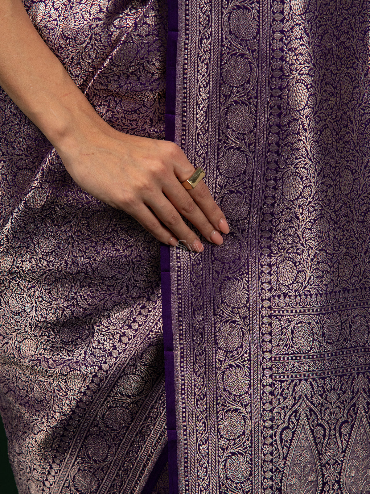 Purple Katan Silk Brocade Handloom Banarasi Saree - Sacred Weaves