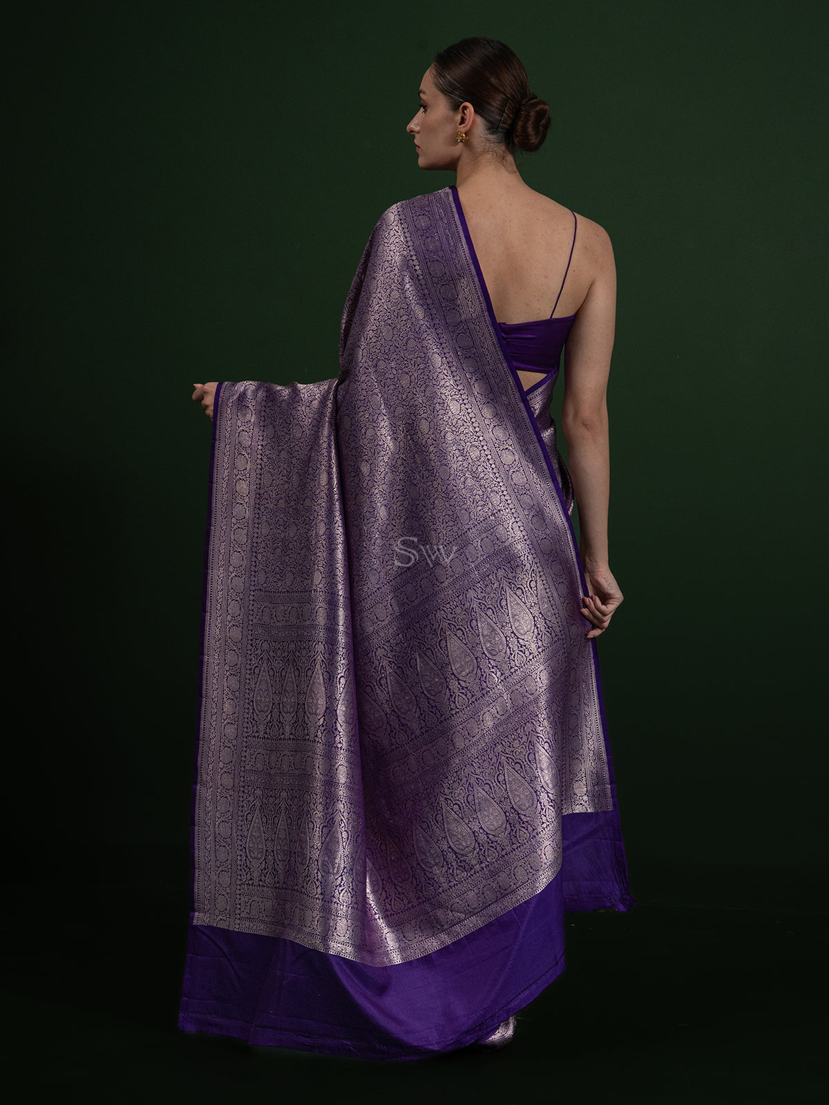 Purple Katan Silk Brocade Handloom Banarasi Saree - Sacred Weaves