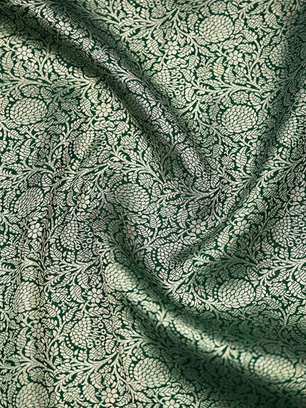 Bottle Green Katan Silk Brocade Handloom Banarasi Saree