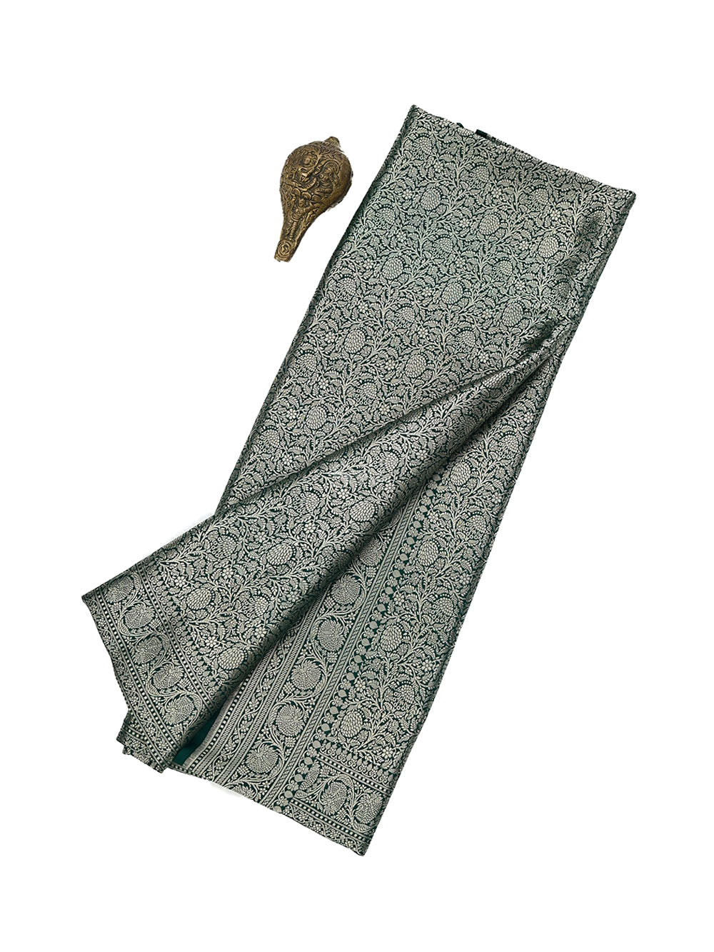 Bottle Green Katan Silk Brocade Handloom Banarasi Saree