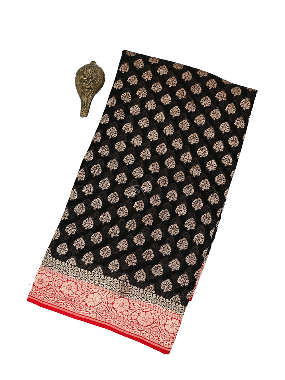 Black Booti Khaddi Georgette Handloom Banarasi Saree