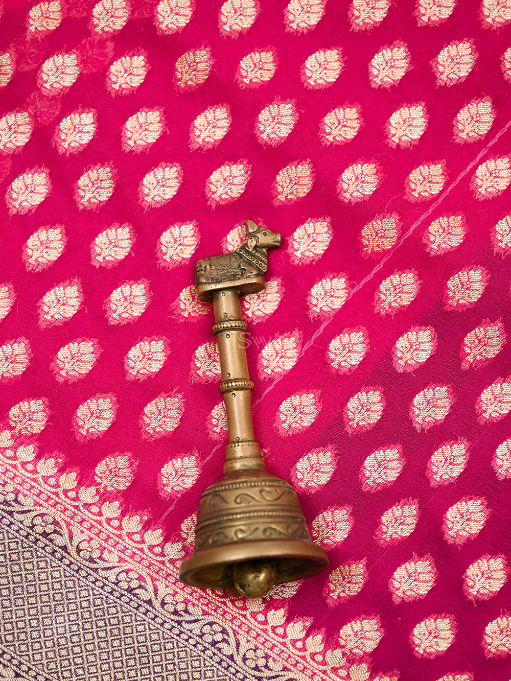 Dark Pink Booti Khaddi Georgette Handloom Banarasi Saree - Sacred Weaves