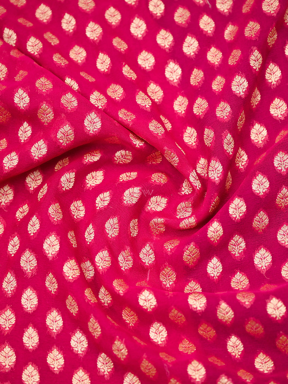 Dark Pink Booti Khaddi Georgette Handloom Banarasi Saree - Sacred Weaves