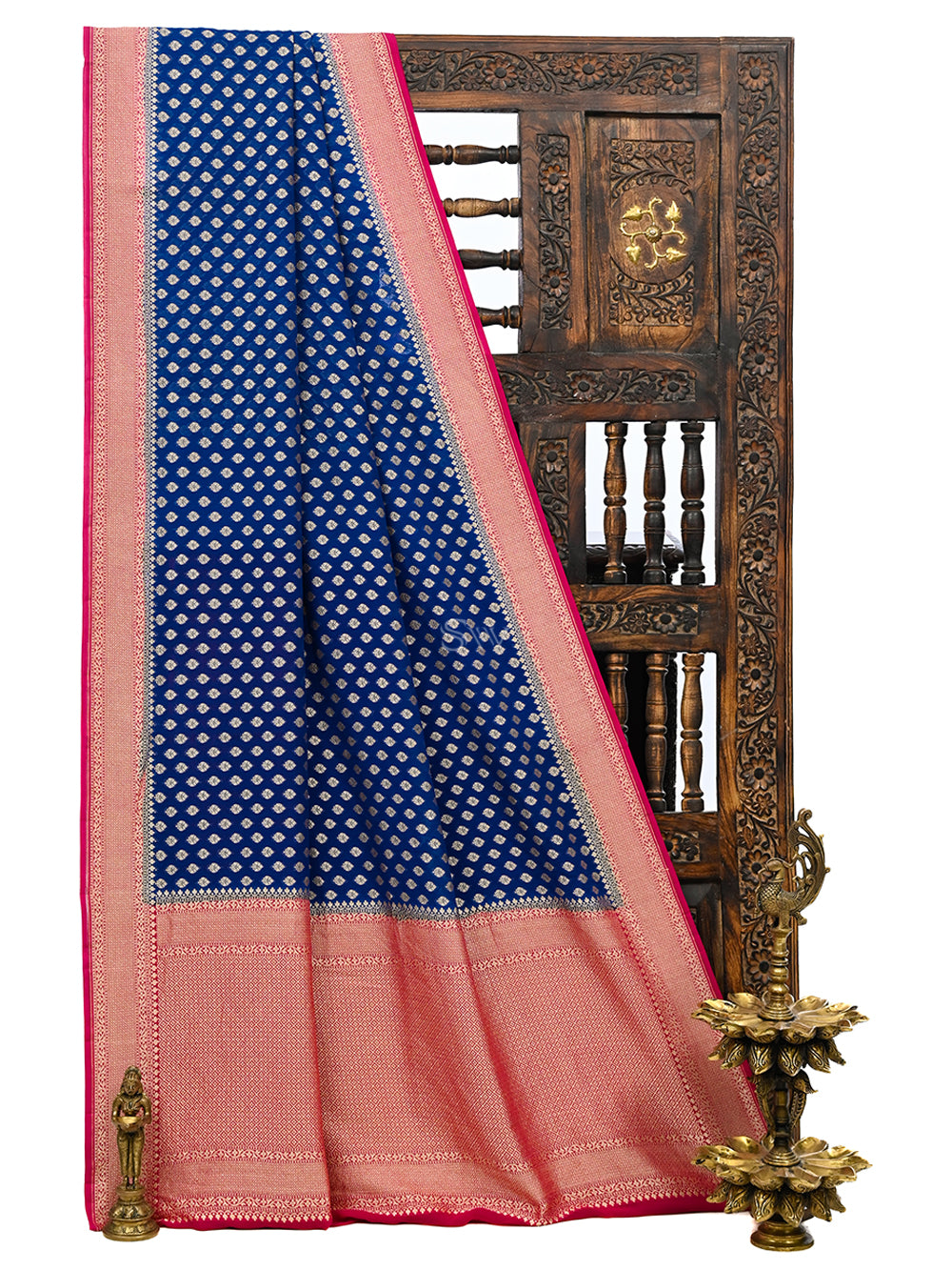 Blue Booti Khaddi Georgette Handloom Banarasi Saree