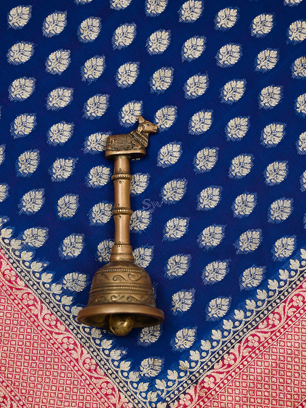 Blue Booti Khaddi Georgette Handloom Banarasi Saree