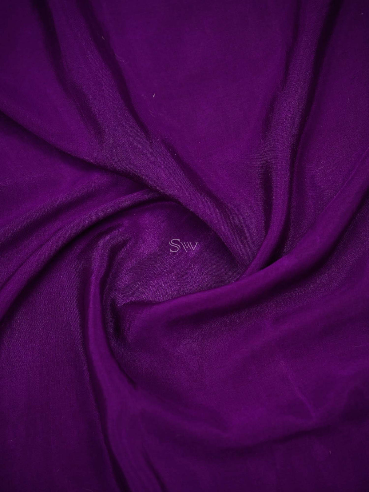 Purple Plain Crepe Silk Handloom Banarasi Saree - Sacred Weaves