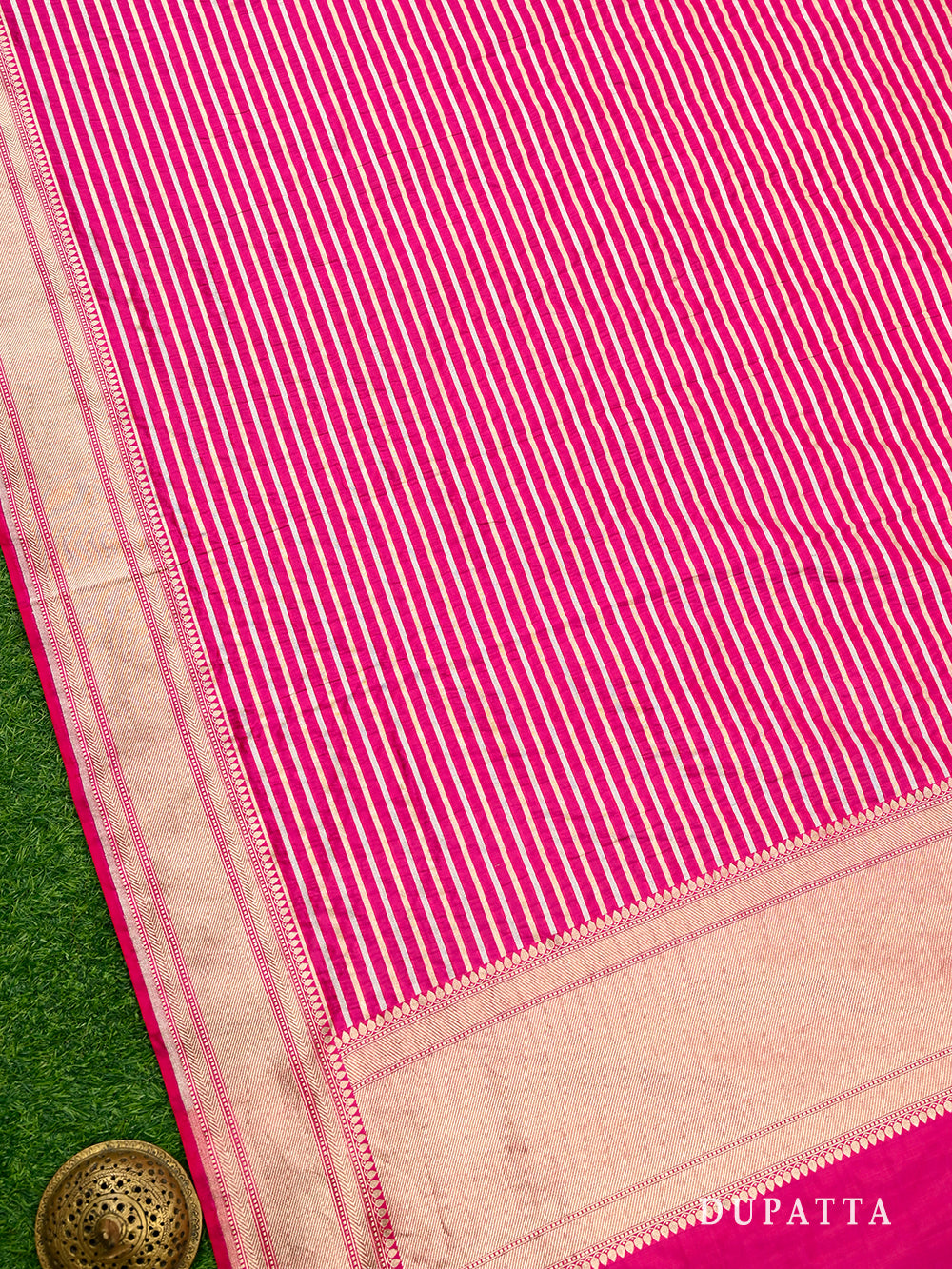 Magenta Red Booti Katan Silk Handloom Banarasi Suit