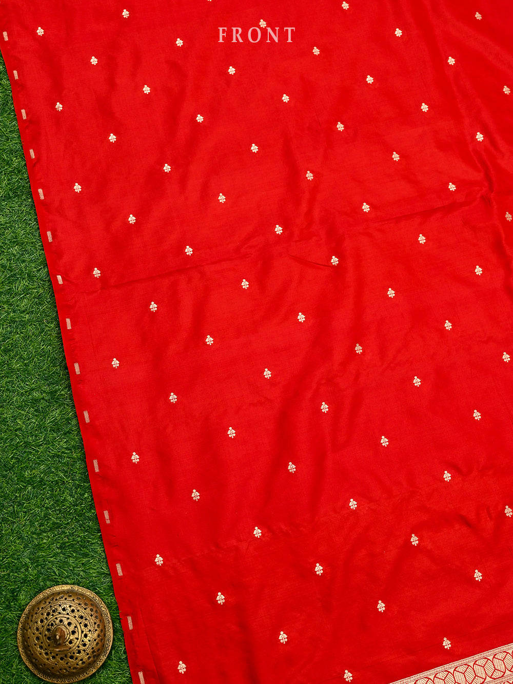 Red Booti Katan Silk Handloom Banarasi Suit