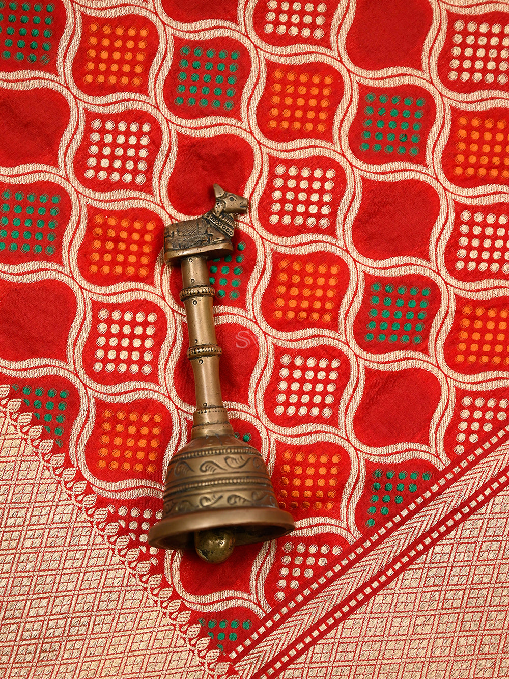 Red Booti Katan Silk Handloom Banarasi Suit