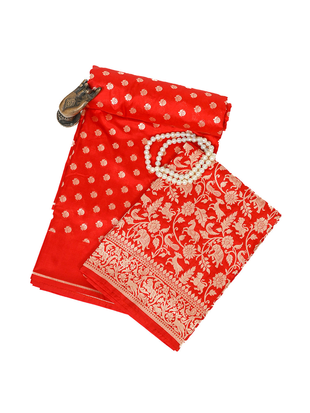 Red Katan Silk Handloom Banarasi Suit