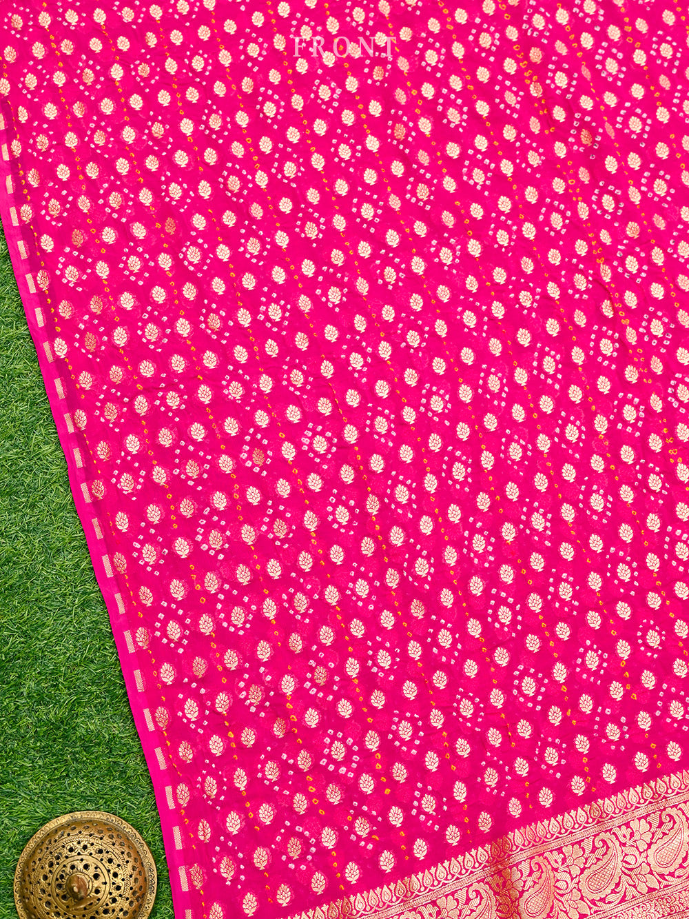 Magenta Bandhani Khaddi Georgette Handloom Banarasi Suit