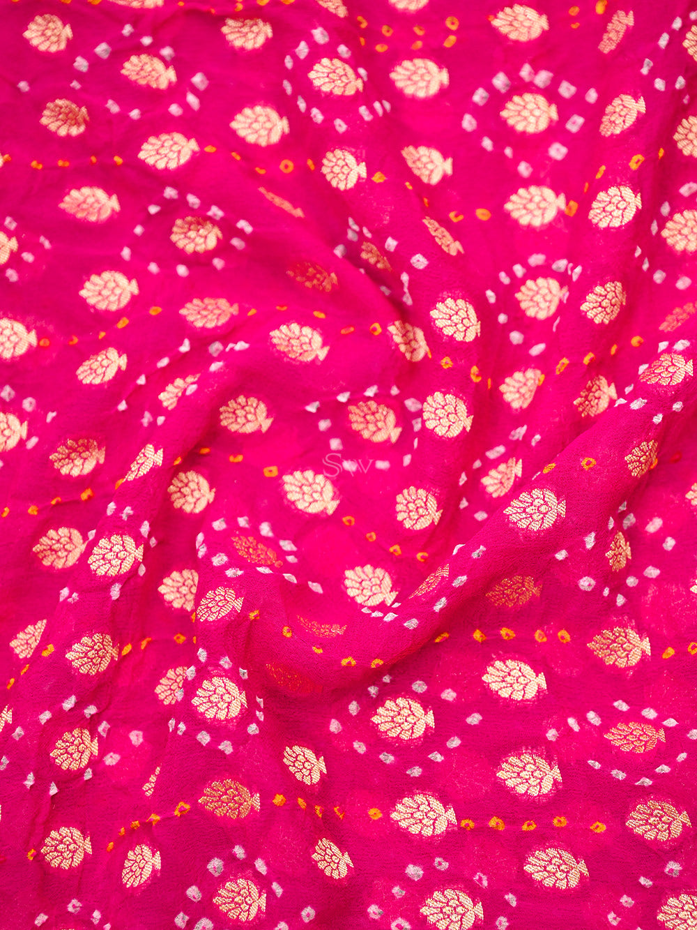 Magenta Bandhani Khaddi Georgette Handloom Banarasi Suit