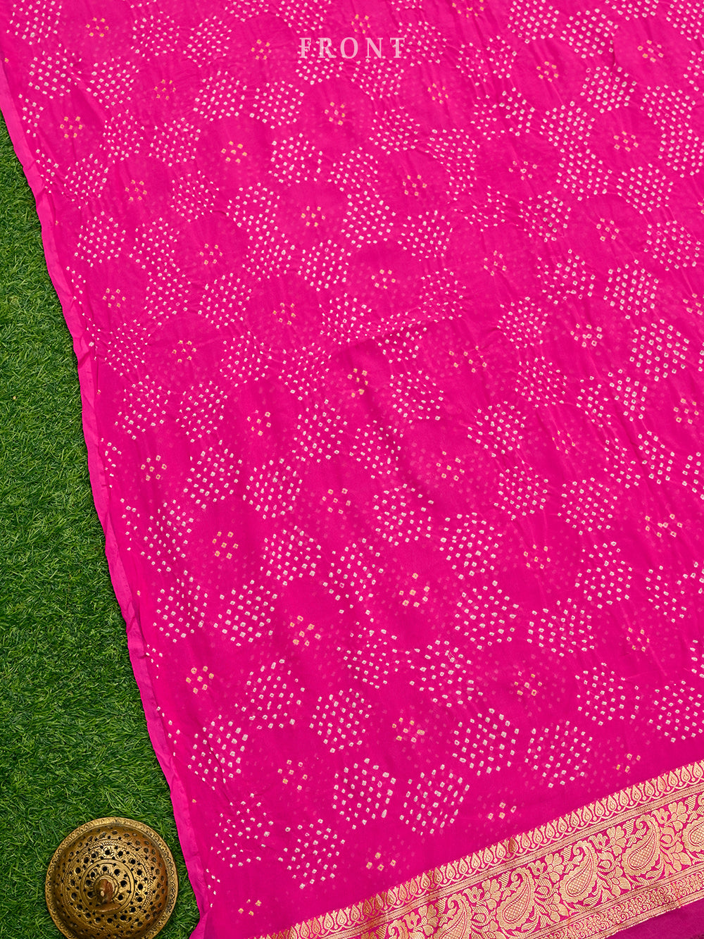 Magenta Bandhani Khaddi Georgette Handloom Banarasi Suit