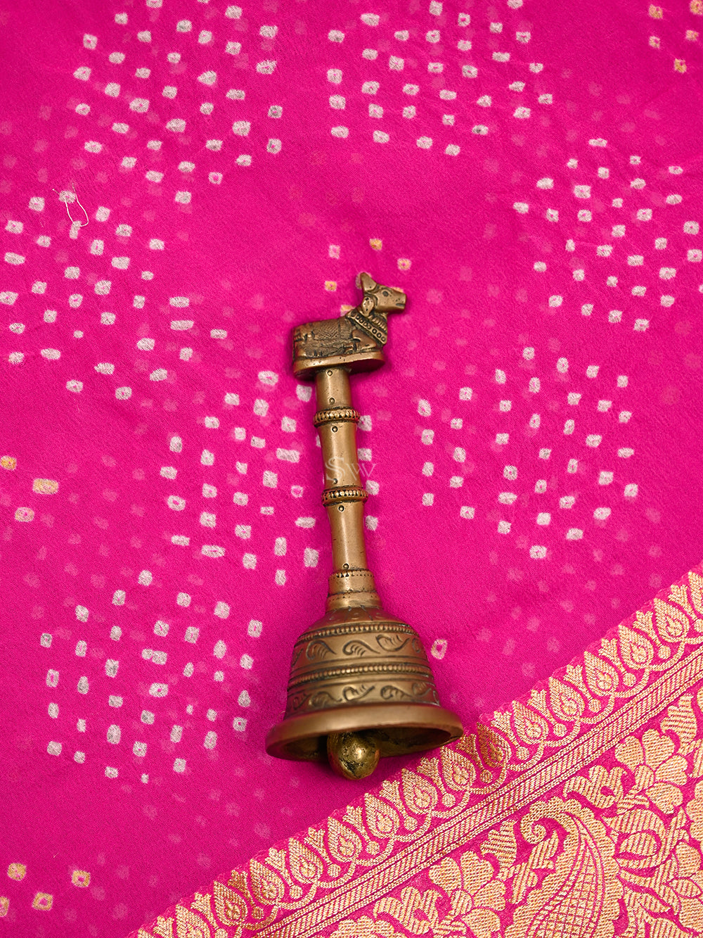 Magenta Bandhani Khaddi Georgette Handloom Banarasi Suit