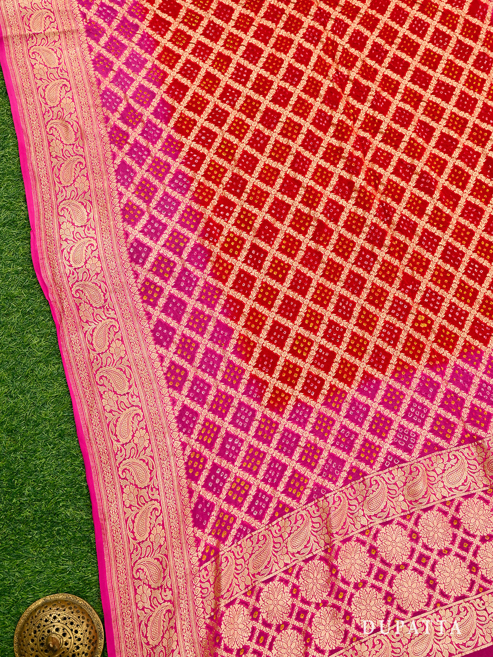 Magenta Bandhani Khaddi Georgette Handloom Banarasi Suit