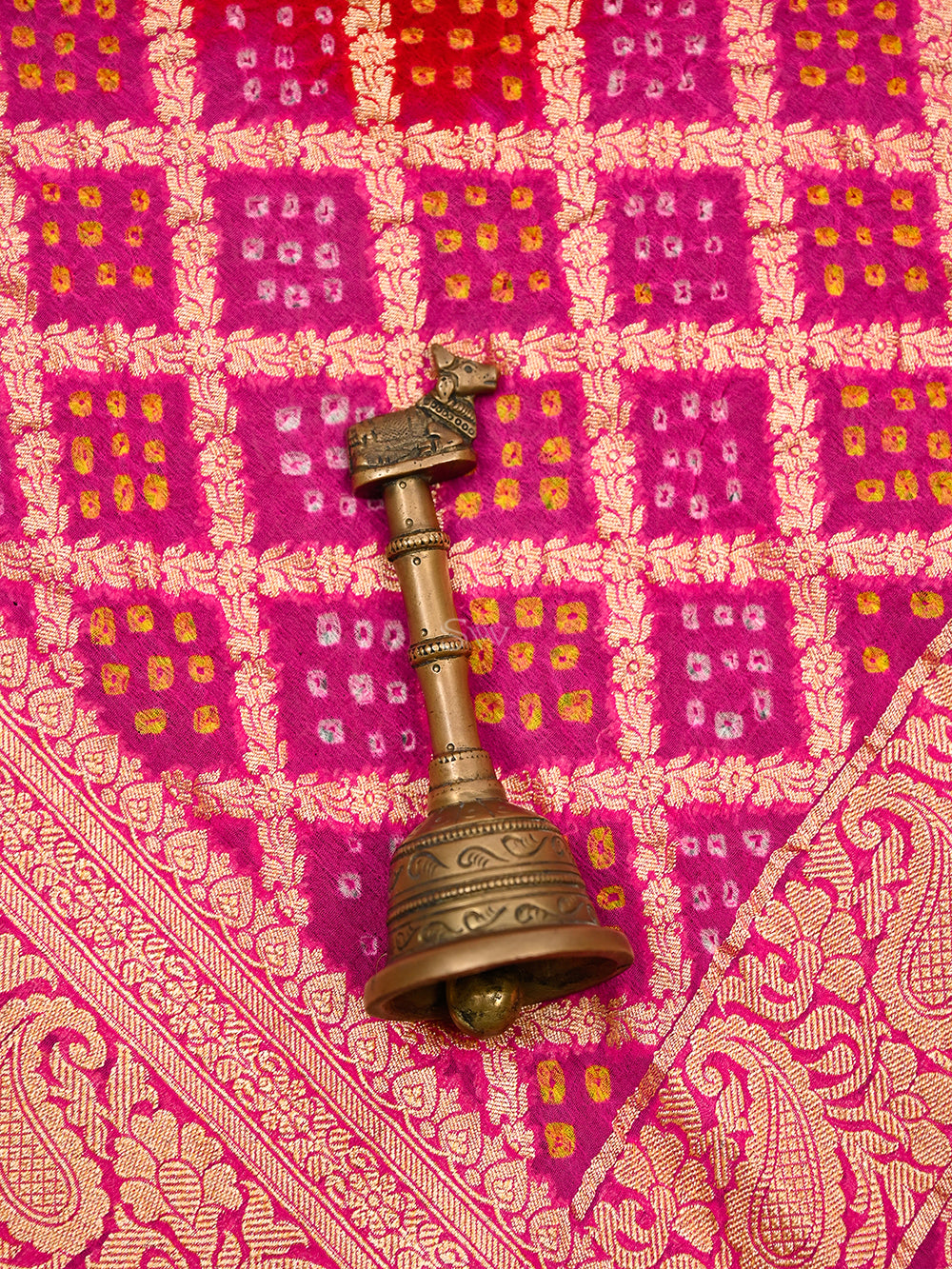 Magenta Bandhani Khaddi Georgette Handloom Banarasi Suit