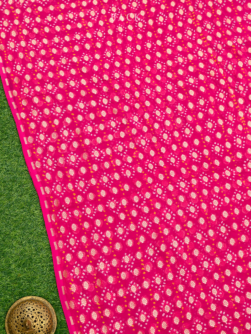 Magenta Bandhani Khaddi Georgette Handloom Banarasi Suit