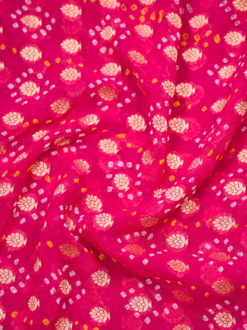 Magenta Bandhani Khaddi Georgette Handloom Banarasi Suit