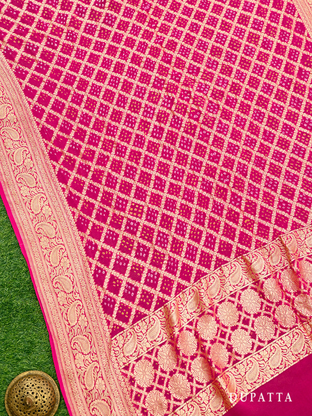 Magenta Bandhani Khaddi Georgette Handloom Banarasi Suit