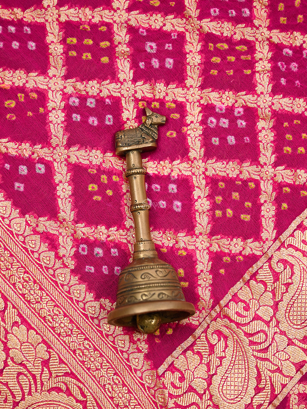 Magenta Bandhani Khaddi Georgette Handloom Banarasi Suit