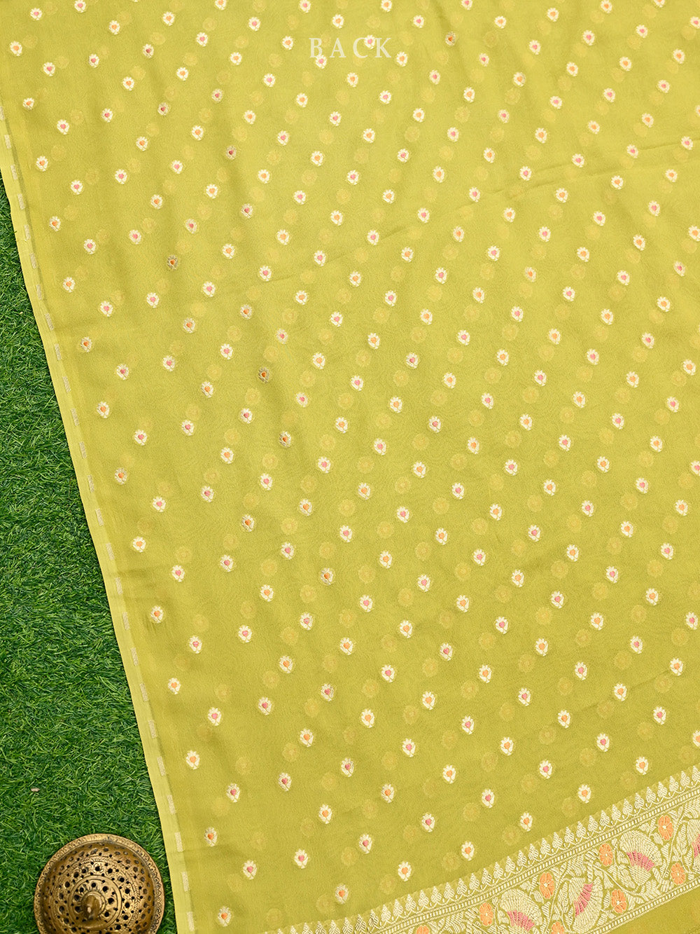 Lime Yellow Meenakari Khaddi Georgette Handloom Banarasi Suit