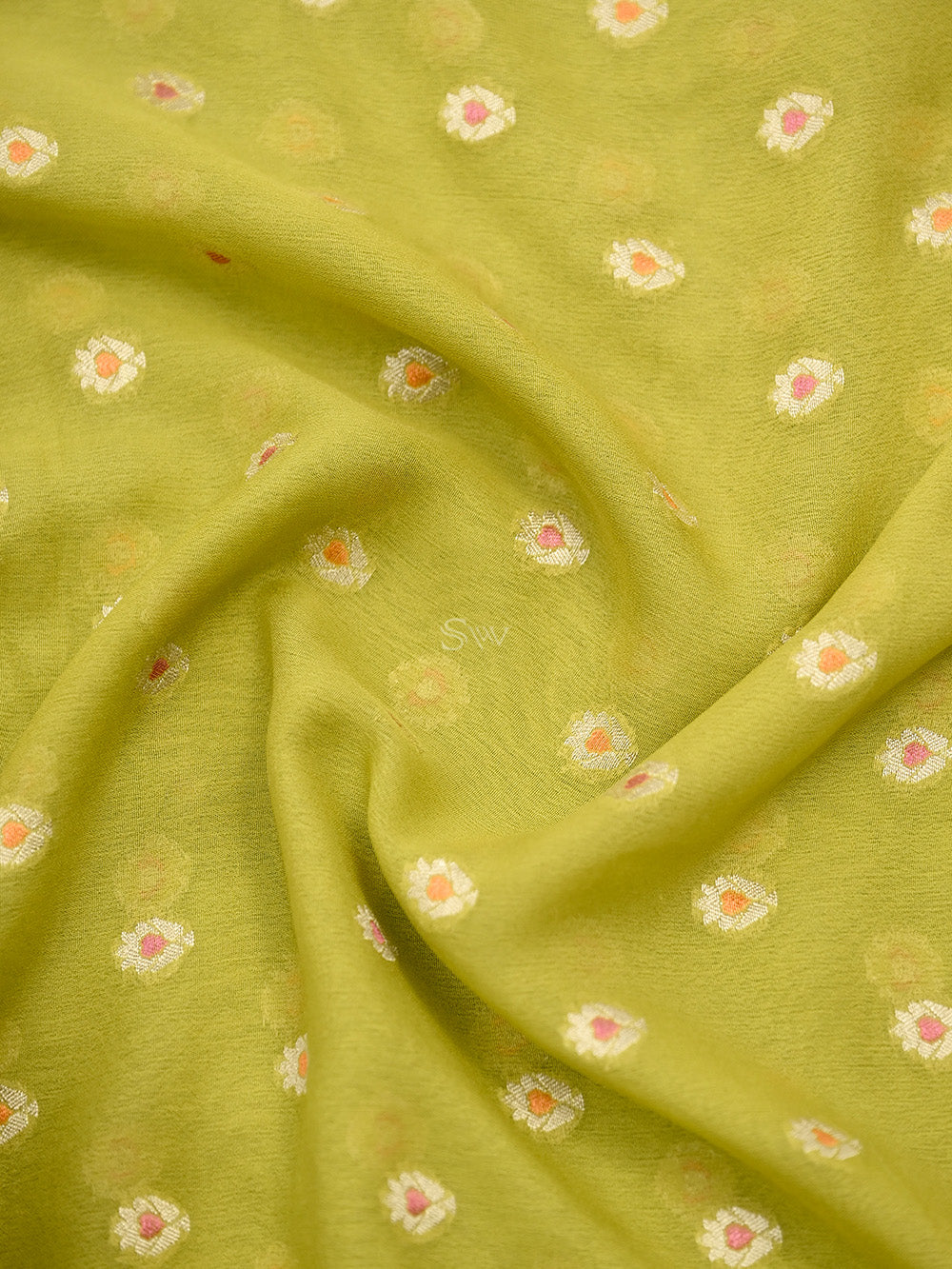 Lime Yellow Meenakari Khaddi Georgette Handloom Banarasi Suit