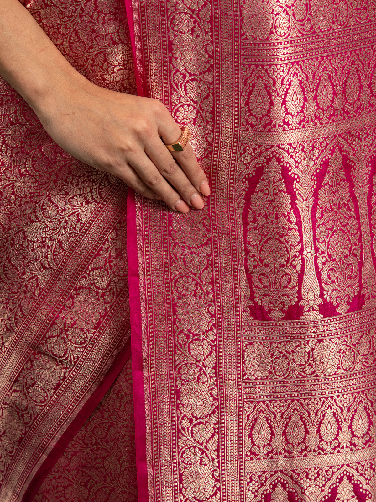 Magenta Katan Silk Brocade Handloom Banarasi Saree - Sacred Weaves