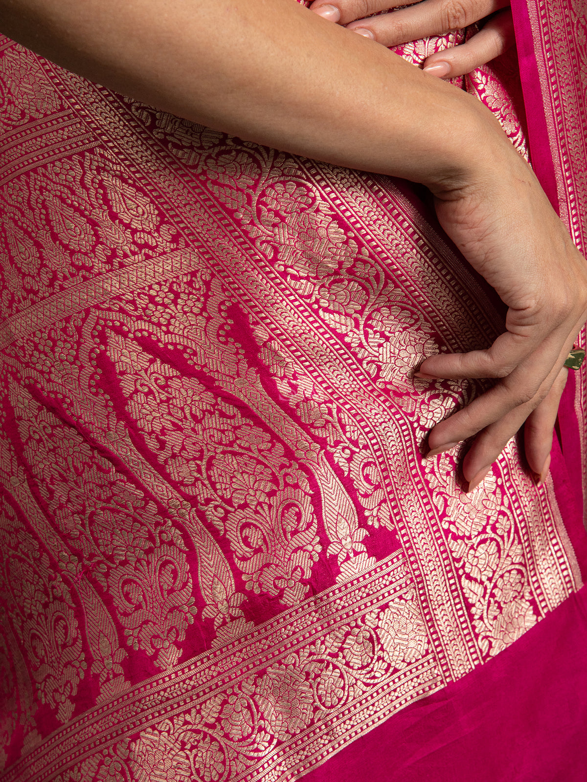 Magenta Katan Silk Brocade Handloom Banarasi Saree - Sacred Weaves