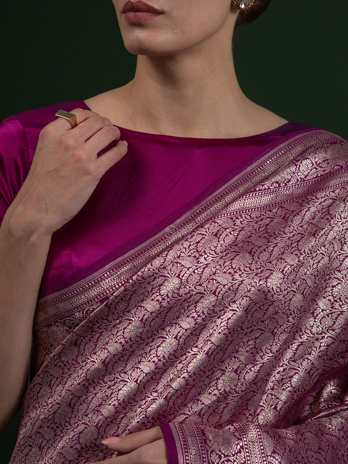 Dark Magenta Katan Silk Brocade Handloom Banarasi Saree - Sacred Weaves