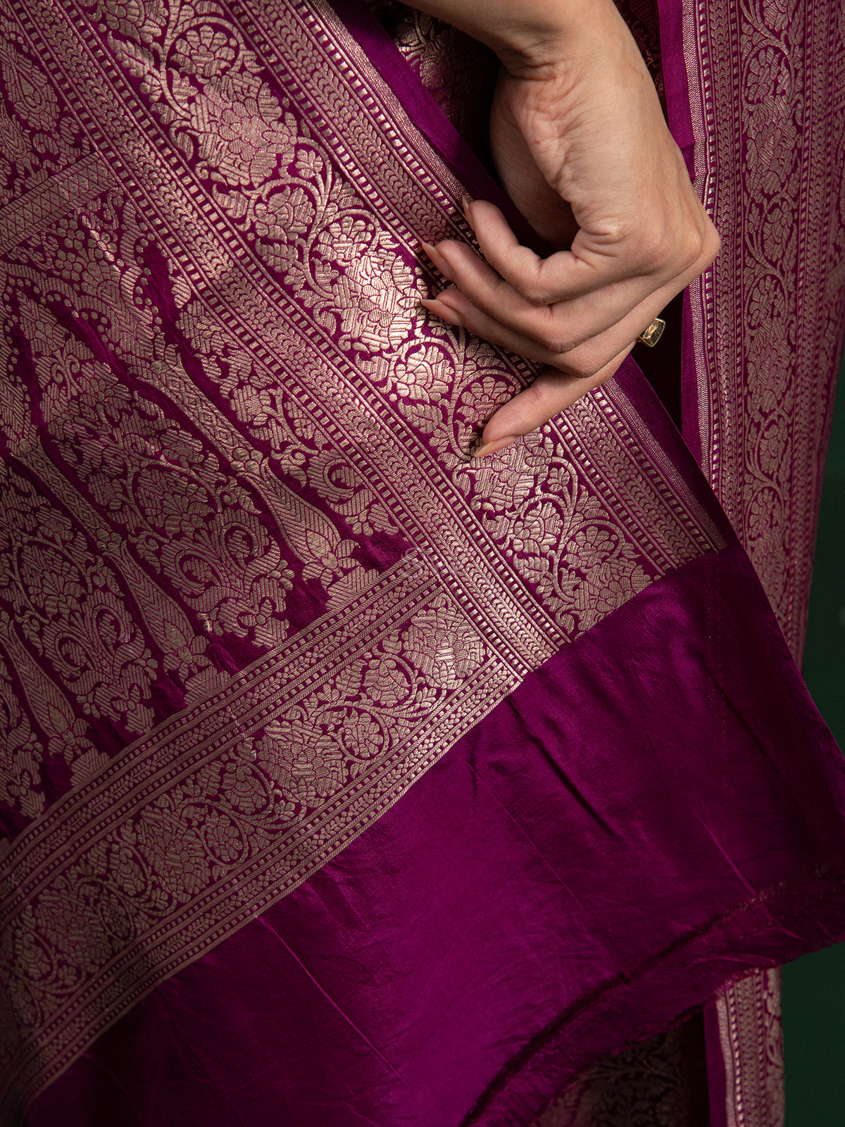 Dark Magenta Katan Silk Brocade Handloom Banarasi Saree - Sacred Weaves