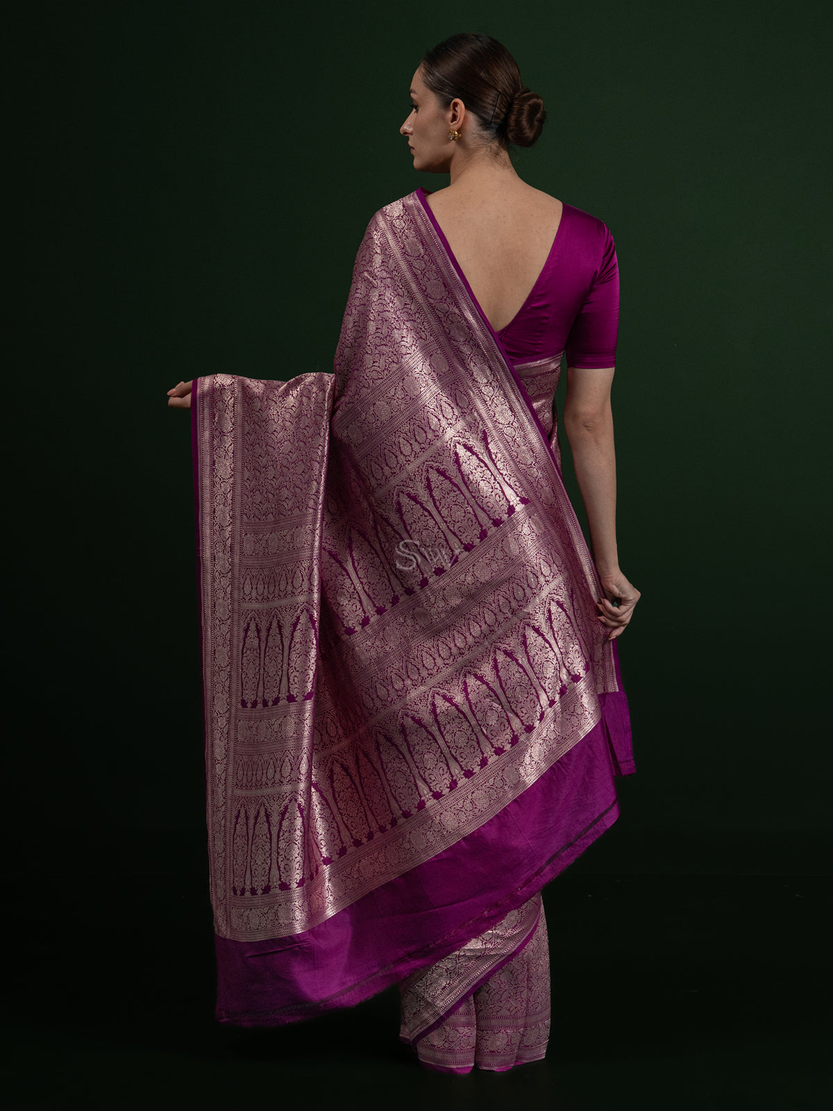 Dark Magenta Katan Silk Brocade Handloom Banarasi Saree - Sacred Weaves