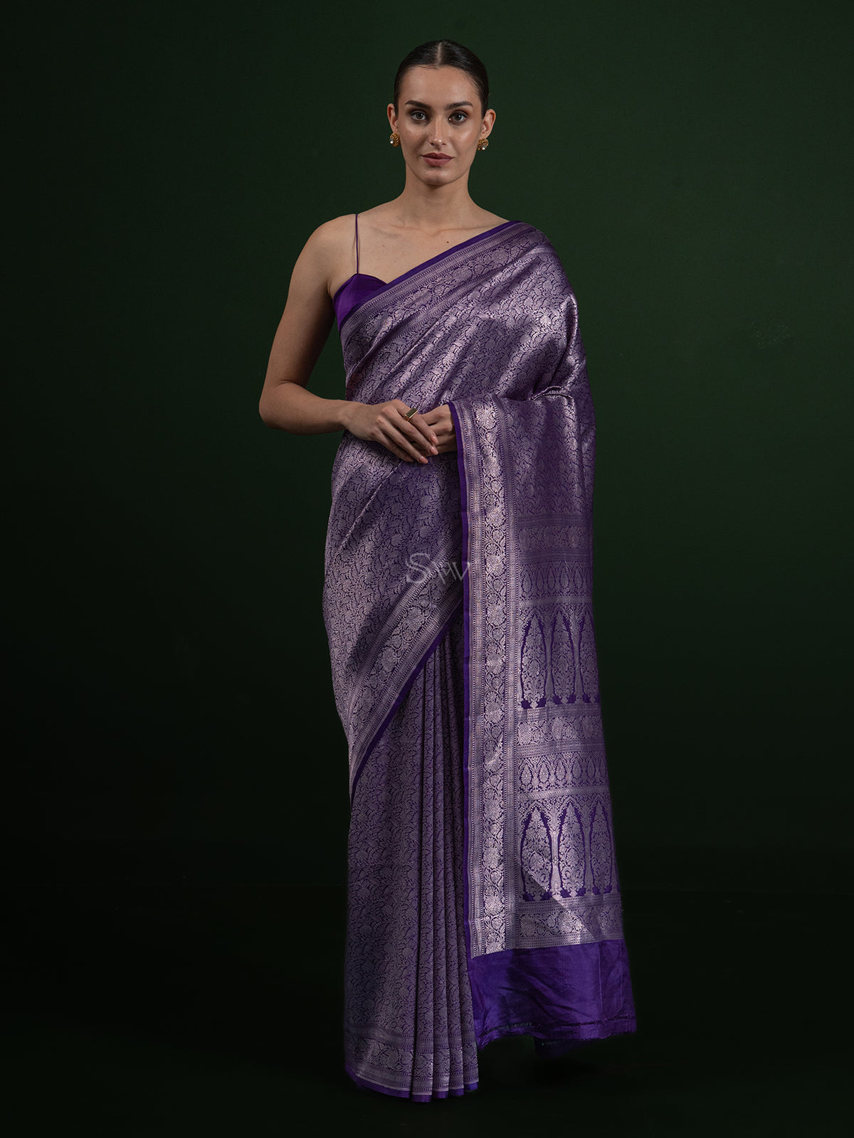 Purple Katan Silk Brocade Handloom Banarasi Saree - Sacred Weaves