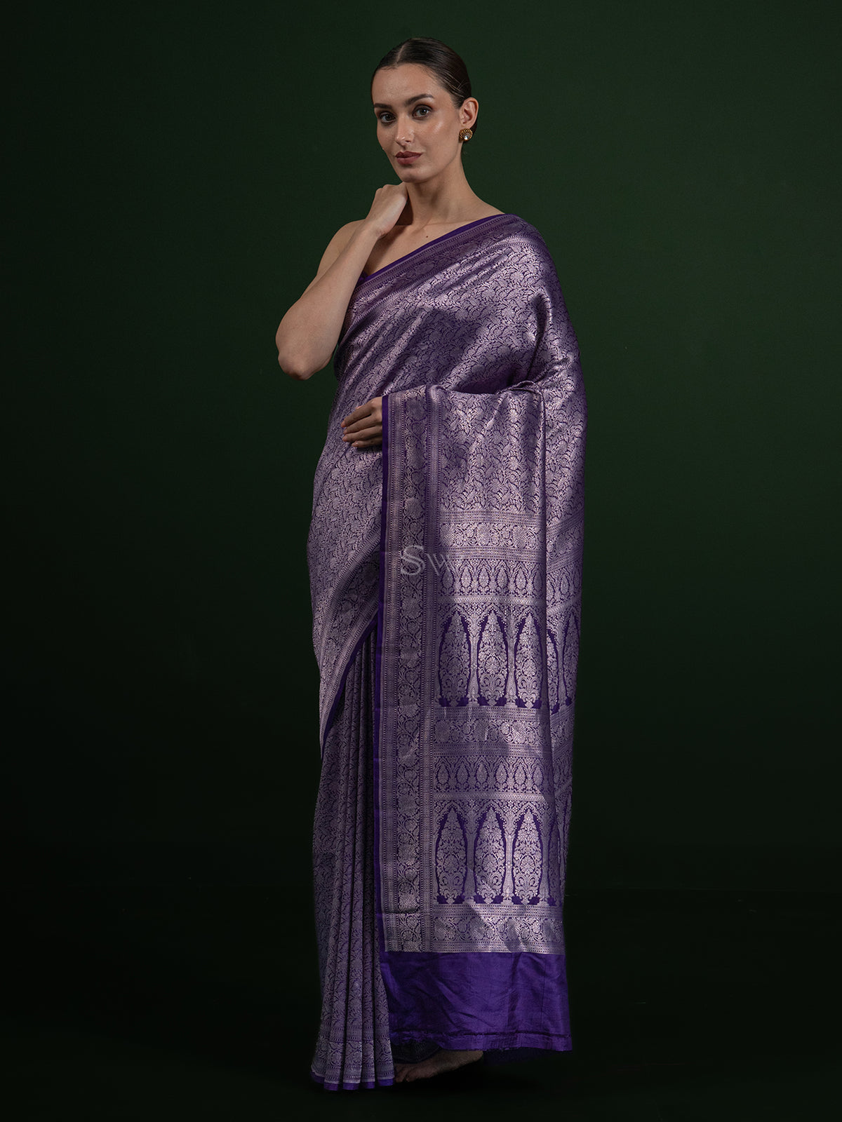 Purple Katan Silk Brocade Handloom Banarasi Saree - Sacred Weaves