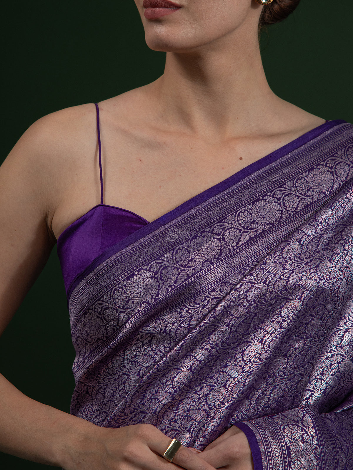 Purple Katan Silk Brocade Handloom Banarasi Saree - Sacred Weaves