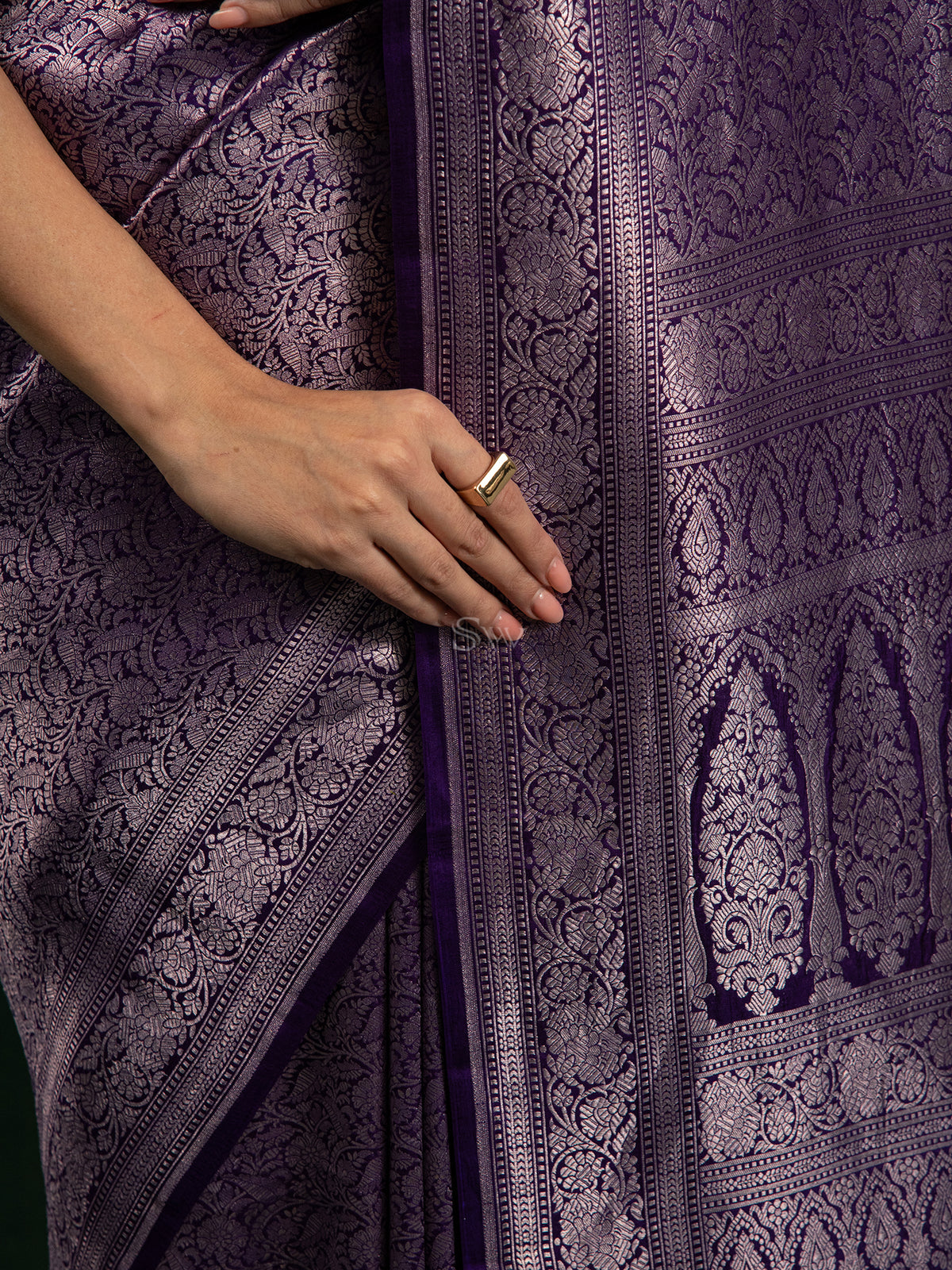 Purple Katan Silk Brocade Handloom Banarasi Saree - Sacred Weaves