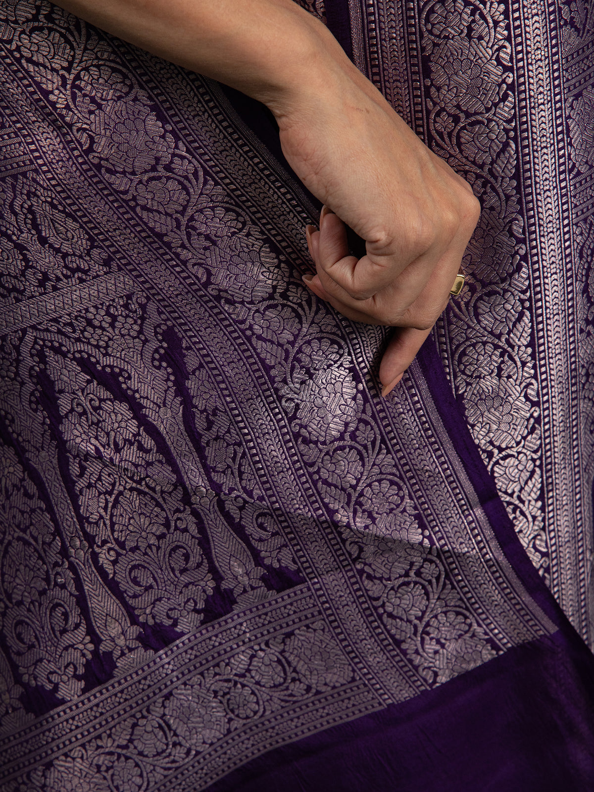 Purple Katan Silk Brocade Handloom Banarasi Saree - Sacred Weaves