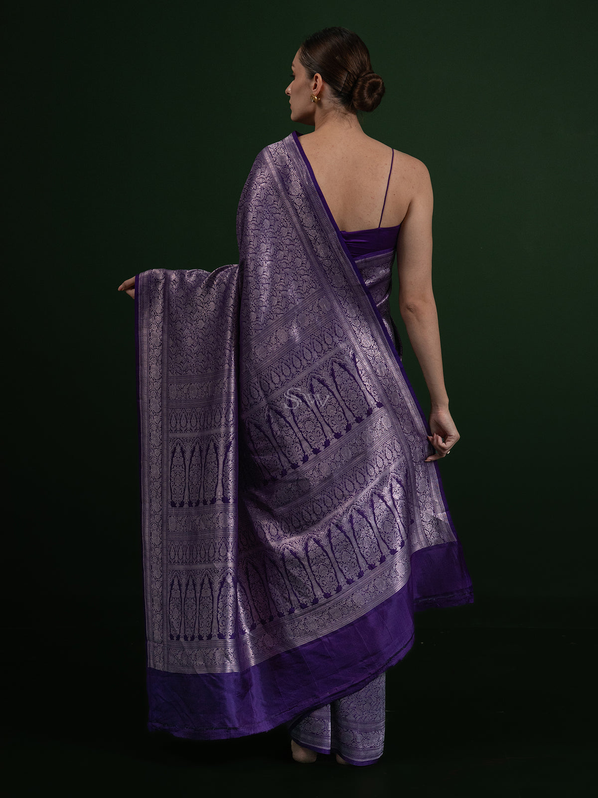 Purple Katan Silk Brocade Handloom Banarasi Saree - Sacred Weaves