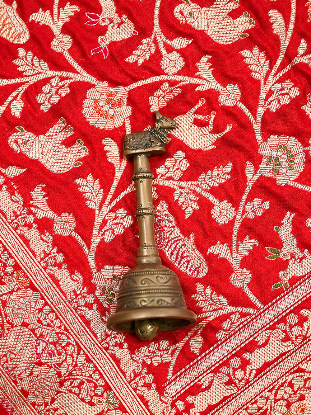 Maroon Shikargah Brocade Katan Silk Handloom Banarasi Dupatta