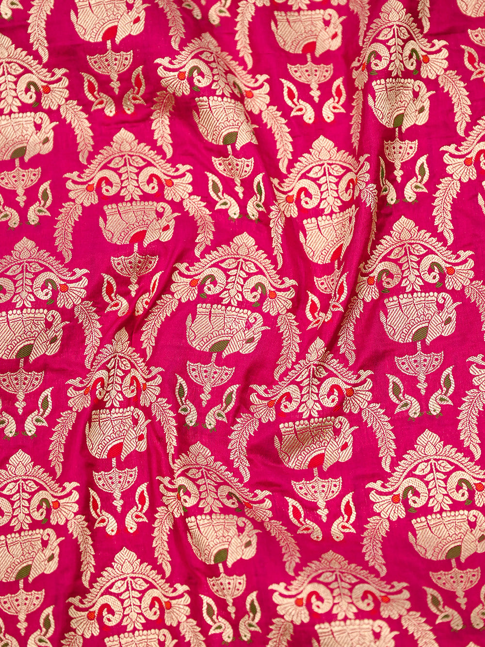 Magenta Shikargah Brocade Katan Silk Handloom Banarasi Dupatta