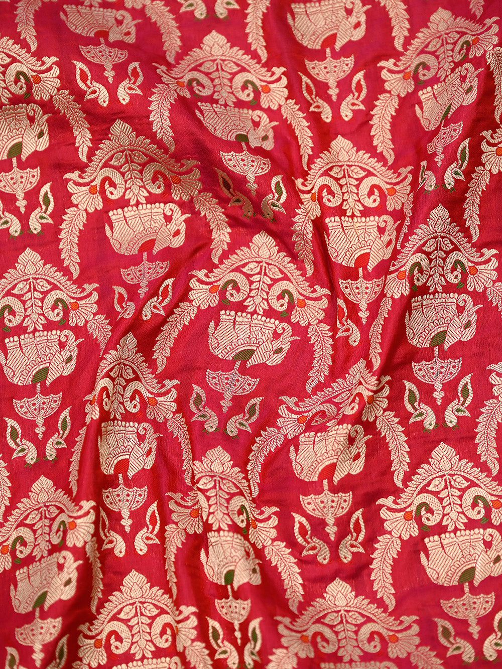 Magenta Red Shikargah Brocade Katan Silk Handloom Banarasi Dupatta