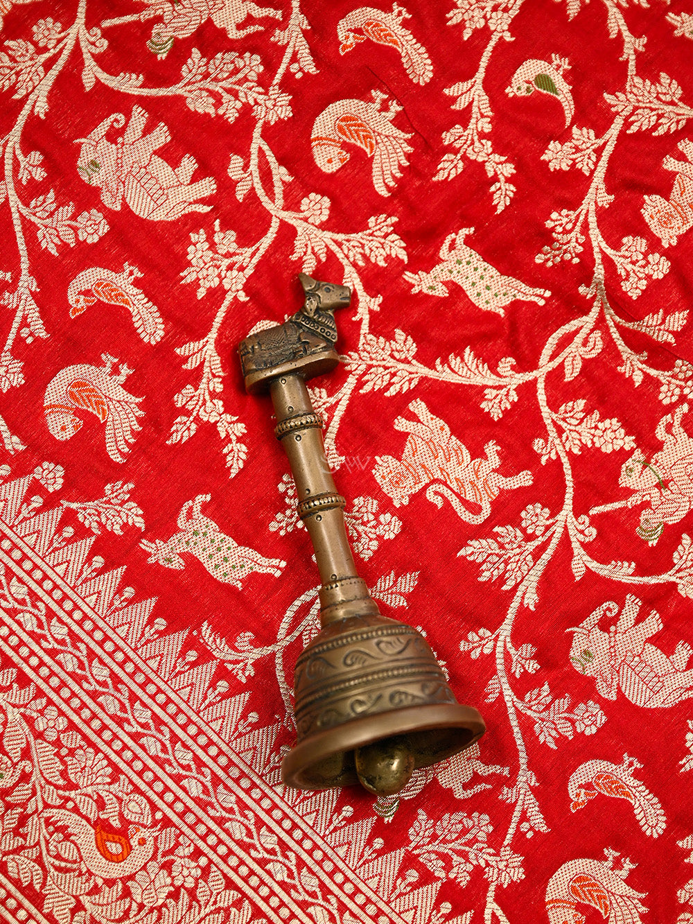 Maroon Shikargah Brocade Katan Silk Handloom Banarasi Dupatta