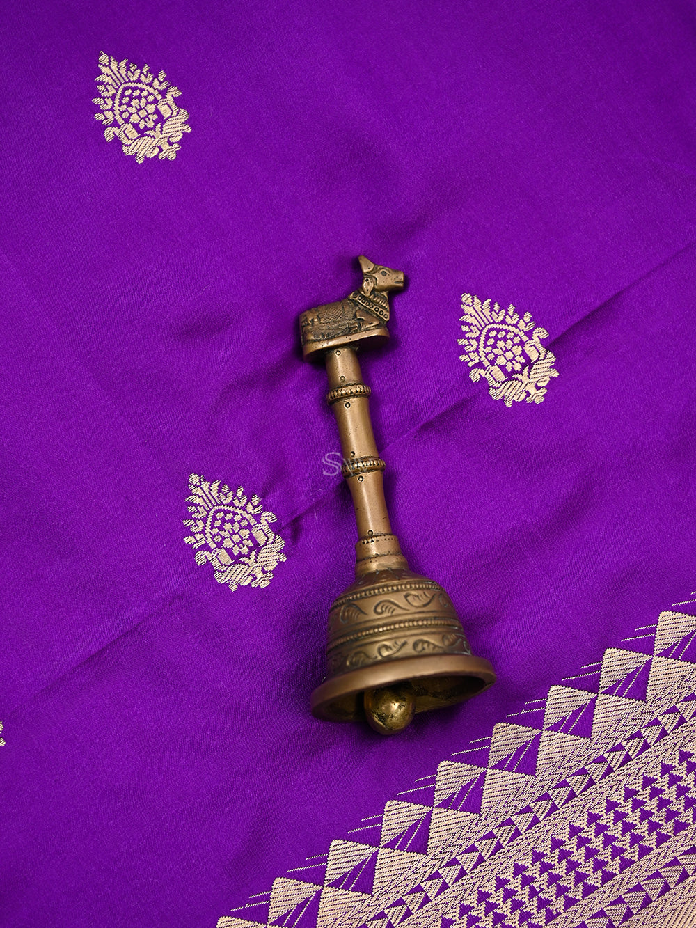 Dark Purple Booti Satin Silk Handloom Banarasi Suit