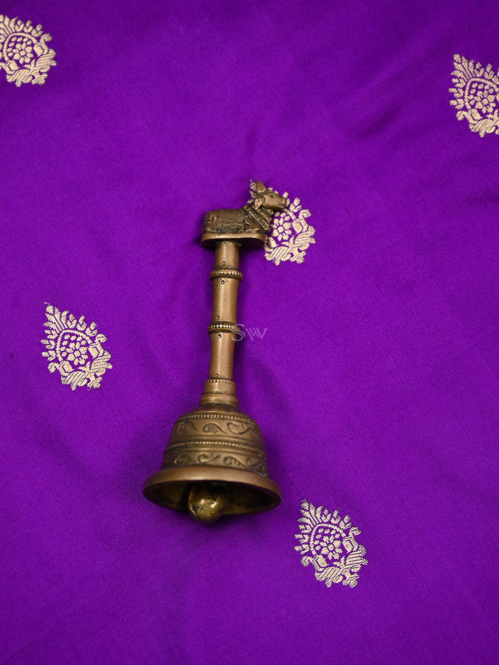 Dark Purple Booti Satin Silk Handloom Banarasi Suit